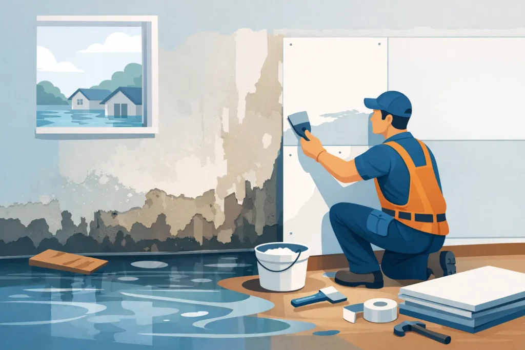Flood Damaged Drywall Replacement After a Flood