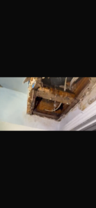Ceiling opened for water damage inspection and restoration in Toronto