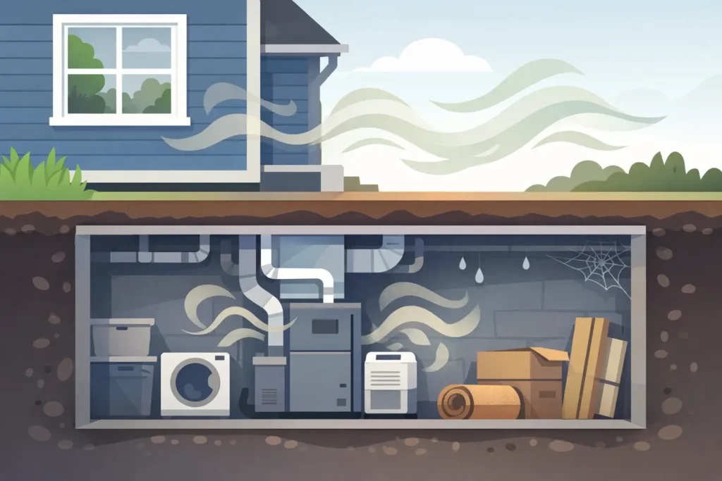 Why Basement Air Smells Musty and What It Means